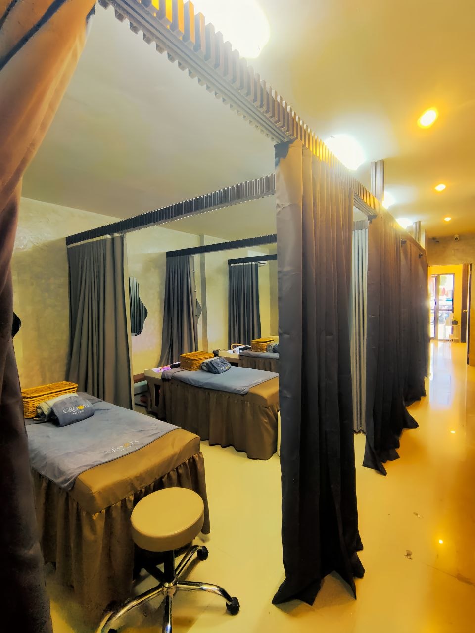 Hallway view of treatment bed row