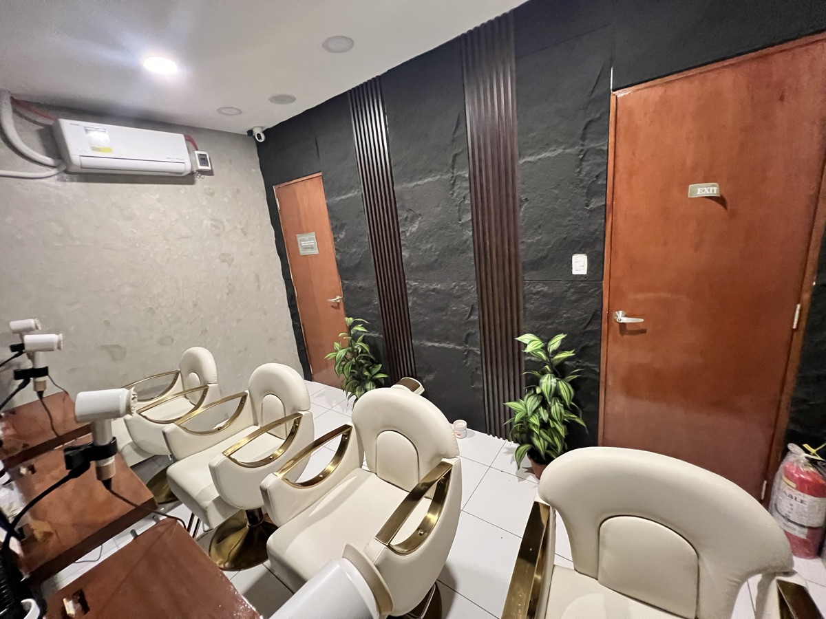 Wide view of the styling room